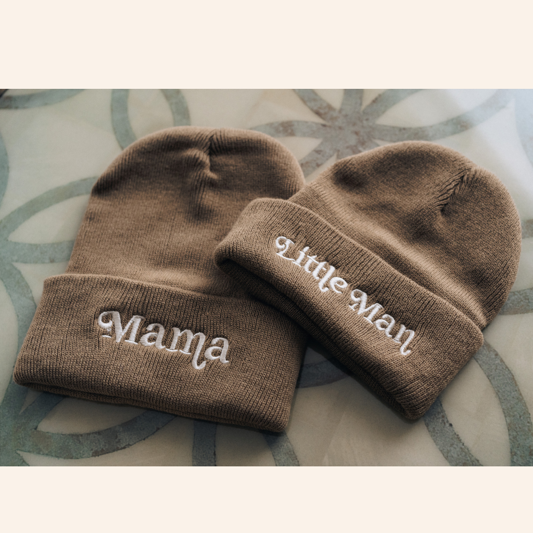 Matching Knit Hats- Little Man-Tan