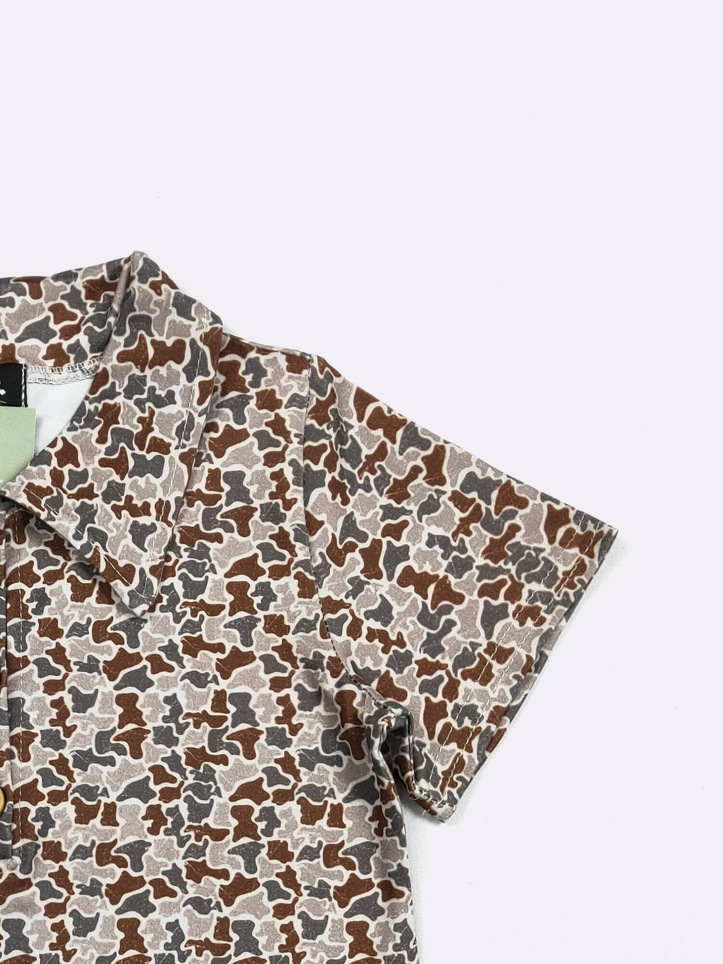 Distressed Camo Boy Collar Shirt