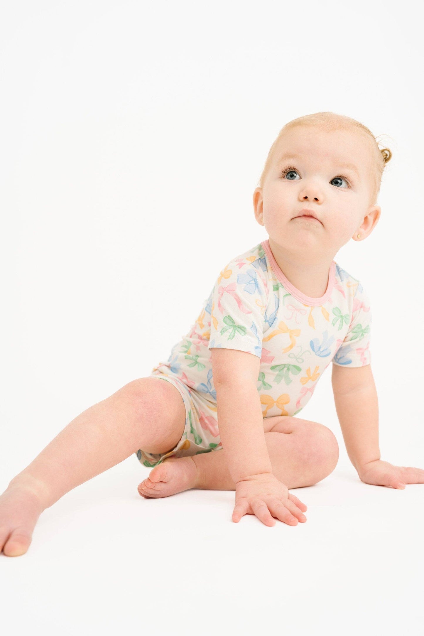 Pastel Bow Bamboo Shorts Set