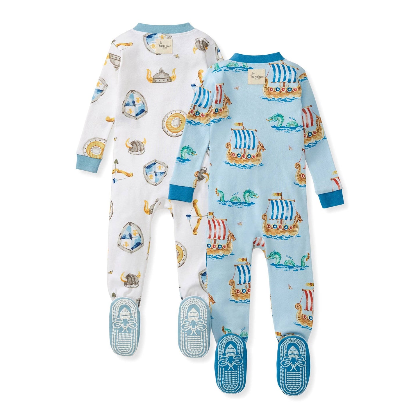 Nordic Hero & Viking Ships Organic Cotton Sleeper Footed