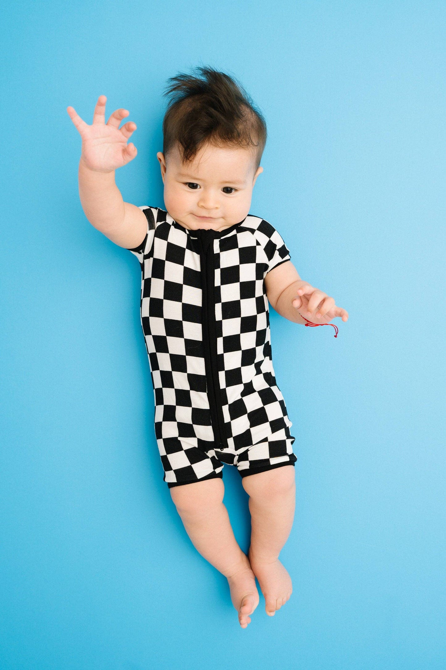 Black Checkered Bamboo Short Romper
