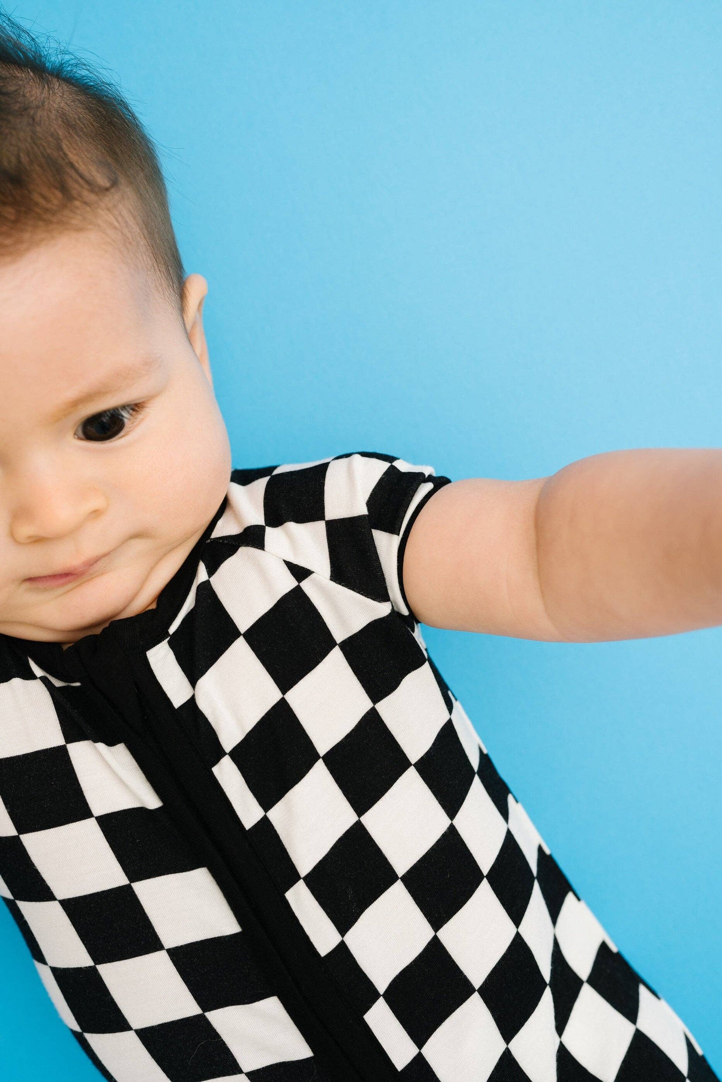 Black Checkered Bamboo Short Romper