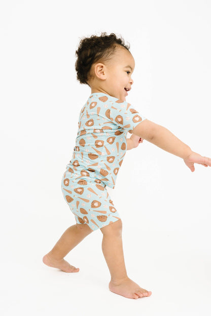 Home Run Blue Bamboo Shorts Set