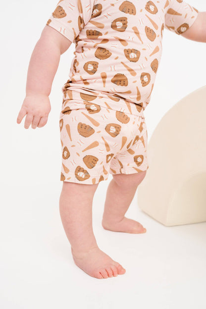 Home Run Pink Bamboo Shorts Set