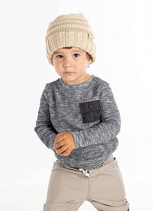 Kids Oversized Slouchy Beanie - Beige