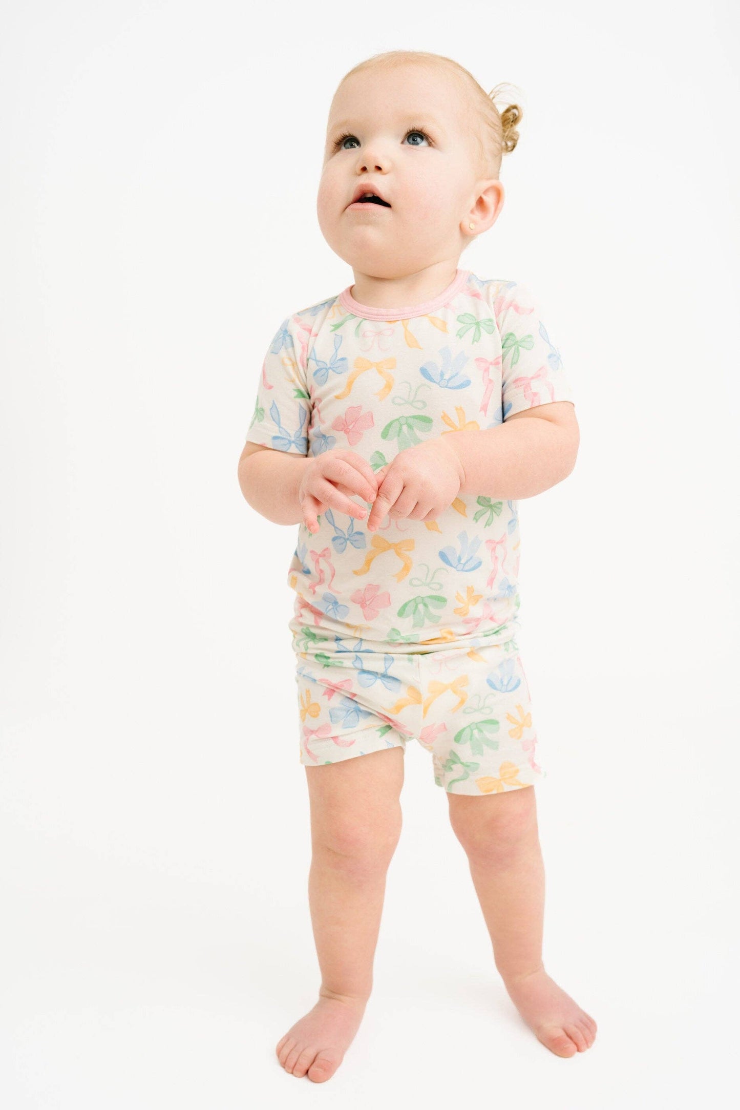 Pastel Bow Bamboo Shorts Set