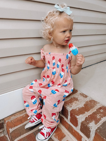 Popsicle Pink / Organic Smocked Jumpsuit (Baby - Kids)