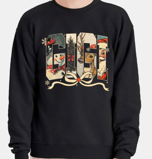 Christmas Bow Sweatshirt (Multiple name options)