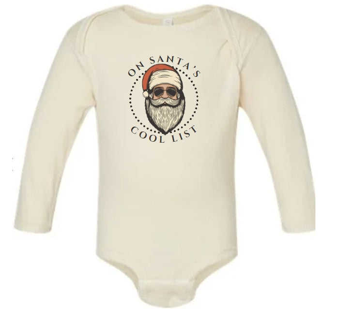 On Santa's Cool List Long Sleeve Infant Onesie
