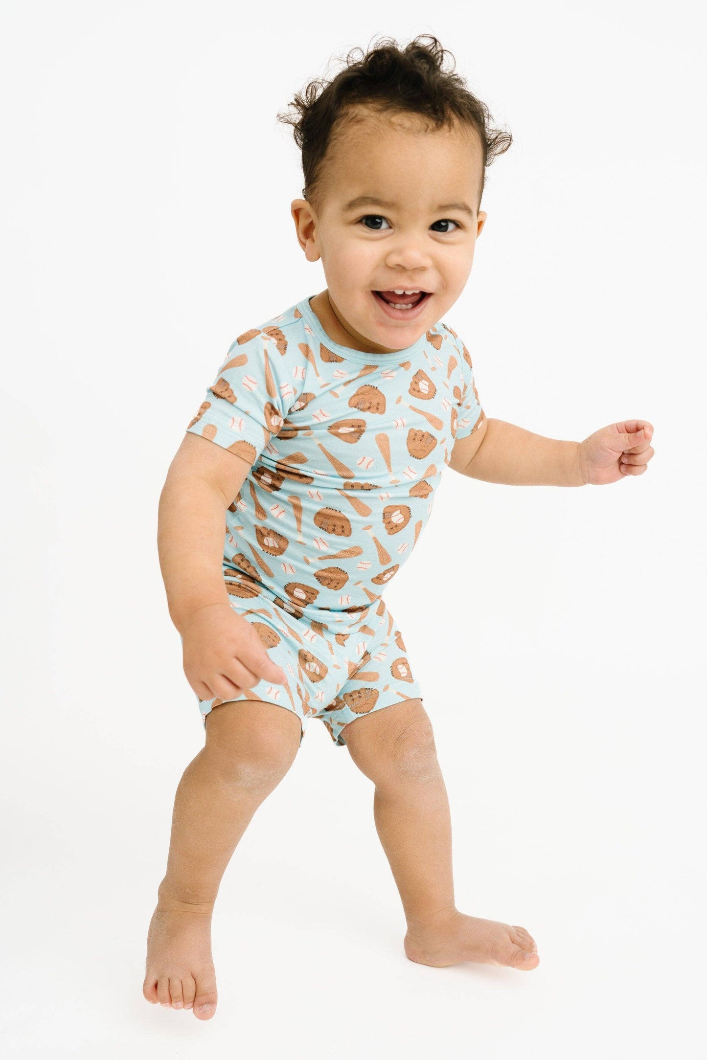 Home Run Blue Bamboo Shorts Set