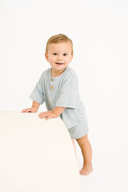 Ocean Bamboo Button Slouchy Set
