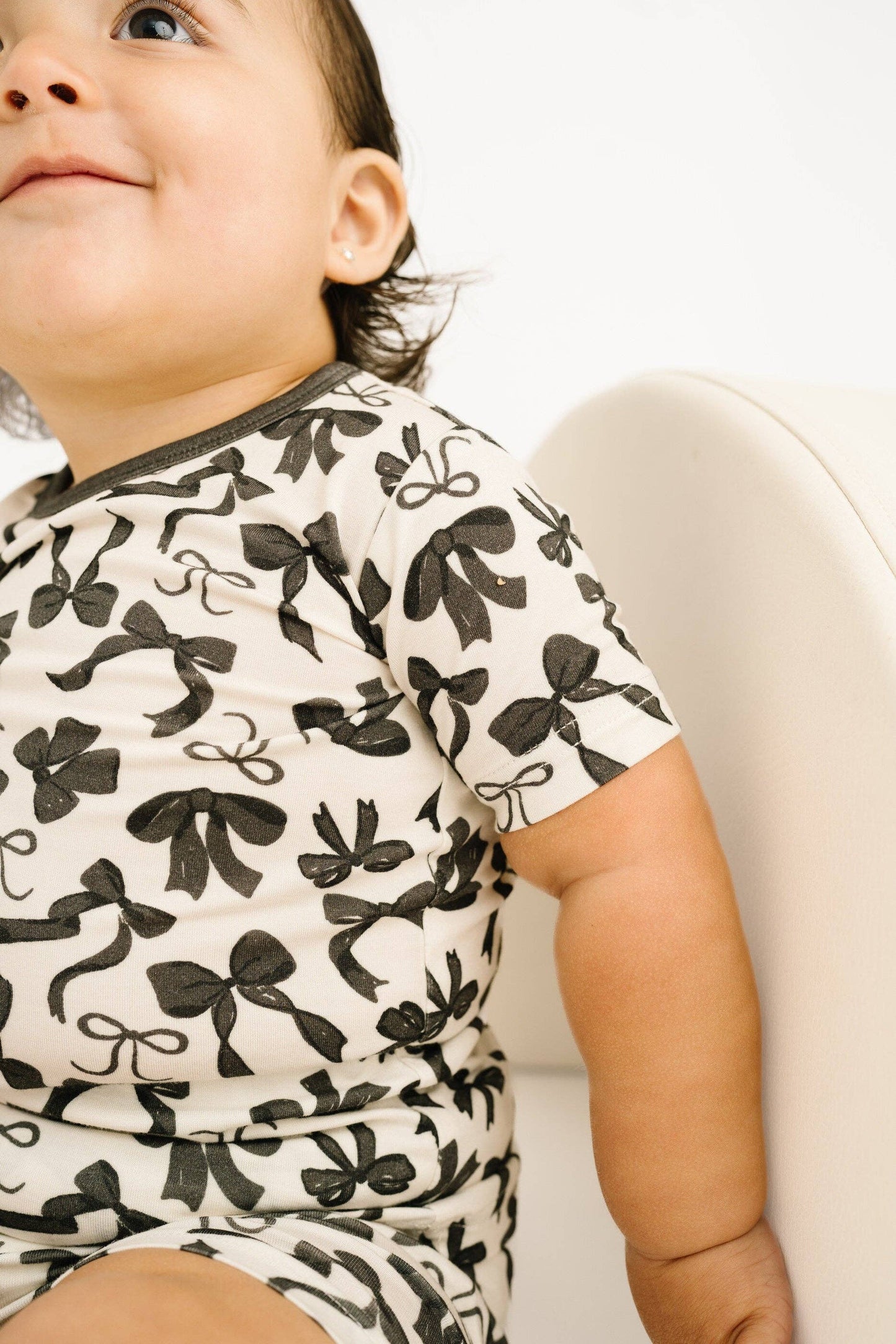 Monochrome Bows Bamboo Shorts Set