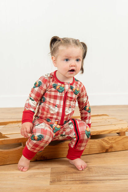 Christmas Chickens Plaid Baby Zippy