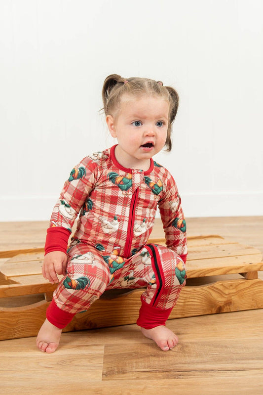 Christmas Chickens Plaid Baby Zippy