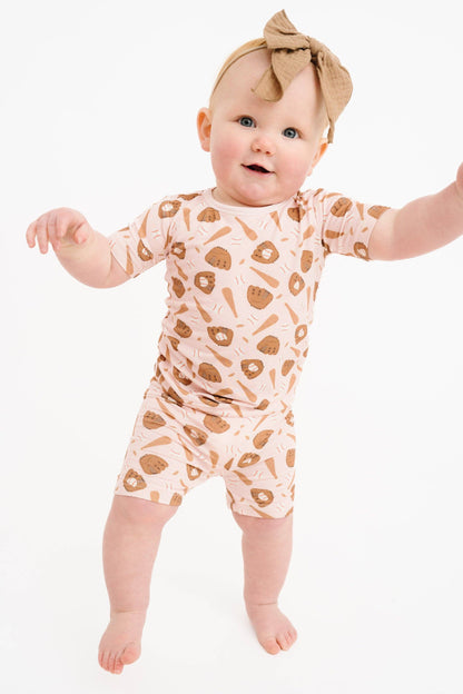 Home Run Pink Bamboo Shorts Set