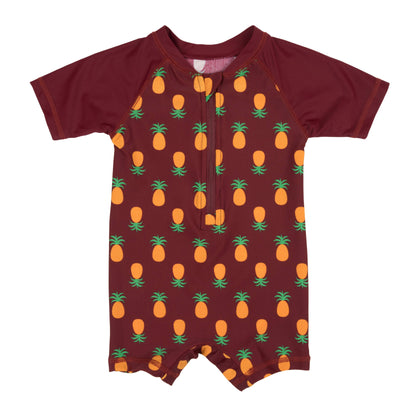 Pineapple One-Piece Rashguard Swimsuit