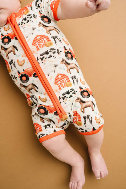 Little Red Barnyard Bamboo Short Romper