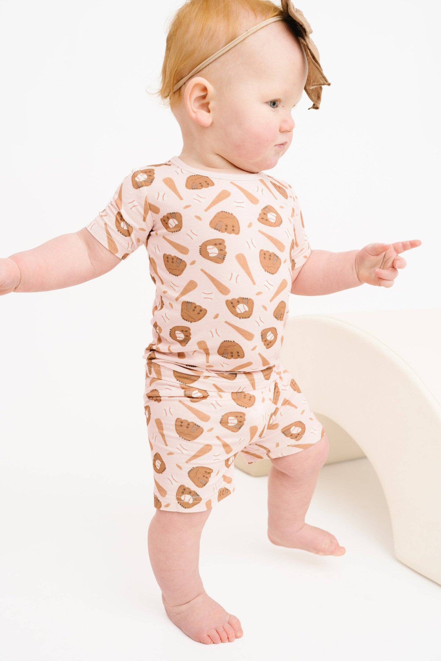 Home Run Pink Bamboo Shorts Set