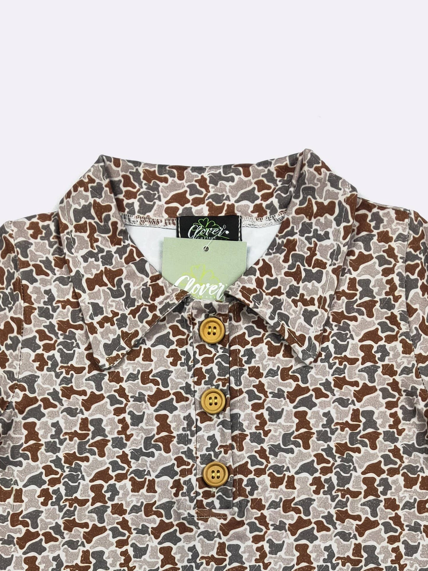 Distressed Camo Boy Collar Shirt