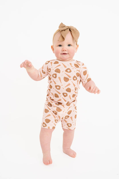 Home Run Pink Bamboo Shorts Set