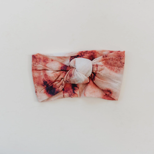 Knotted Rust Watercolor Tie Dye Baby Nylon Headband