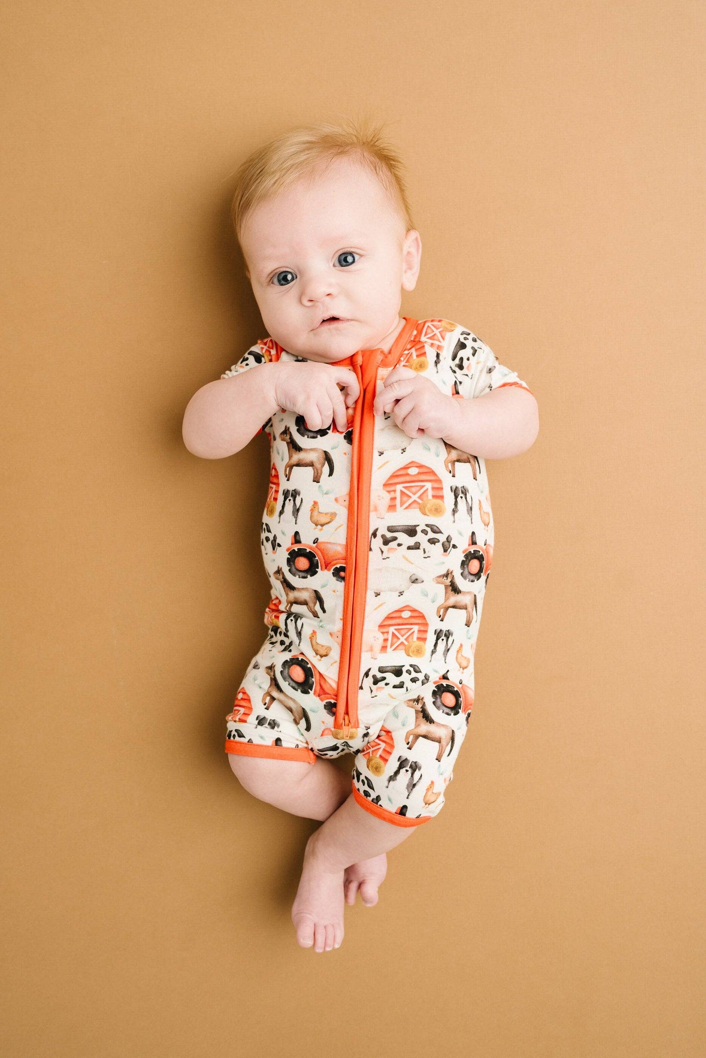 Little Red Barnyard Bamboo Short Romper