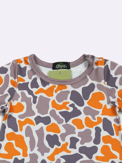 Orange Camo Boy Romper