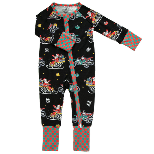 Santas Speedy Sleigh Zip Up Pajamas *PREORDER*
