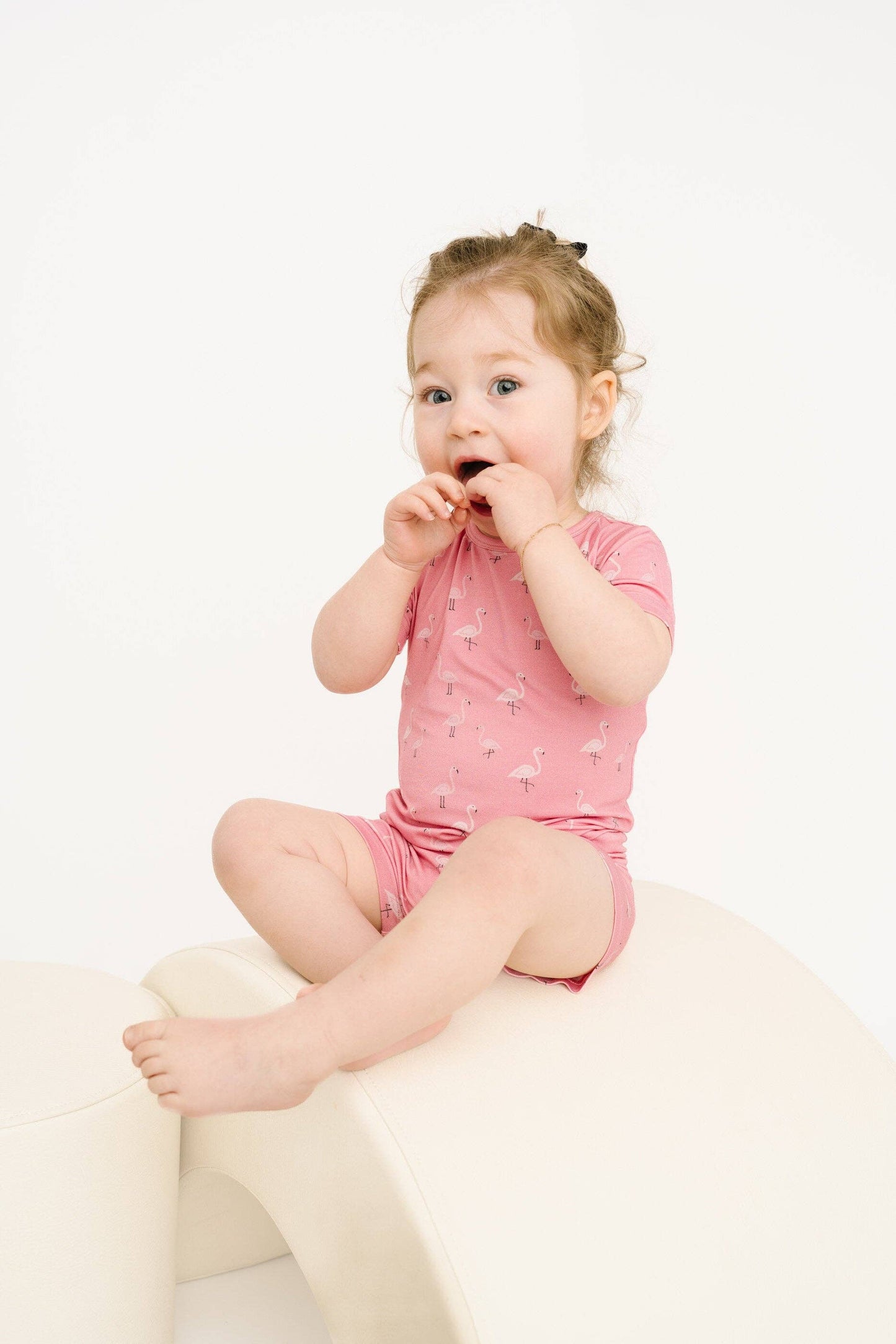 Pink Flamingo Bamboo Shorts Set