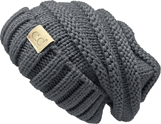 Kids Oversized Slouchy Beanie - Charcoal