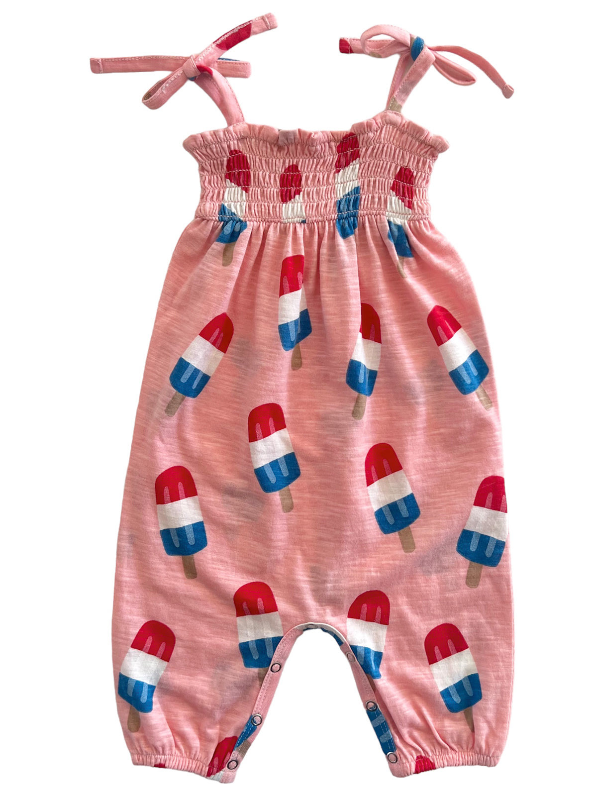 Popsicle Pink / Organic Smocked Jumpsuit (Baby - Kids)