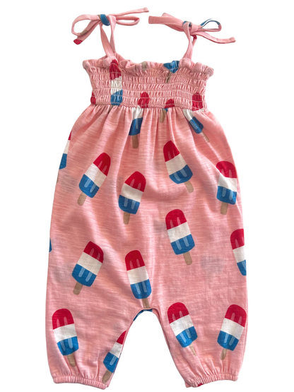 Popsicle Pink / Organic Smocked Jumpsuit (Baby - Kids)