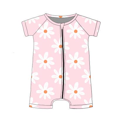 Summer Girls Shortie Romper - Pink Daisy