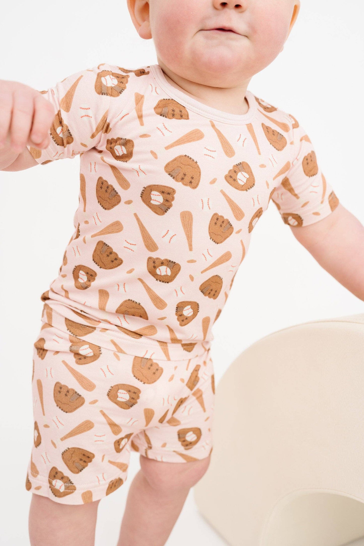 Home Run Pink Bamboo Shorts Set