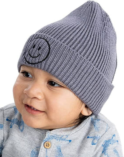 Baby Infant Smiley Beanie - Grey