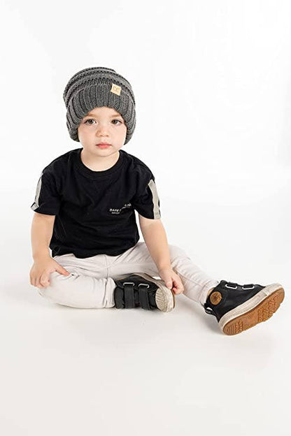 Kids Oversized Slouchy Beanie - Charcoal