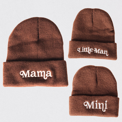 Matching Knit Hats- Little Man- Dark Brown