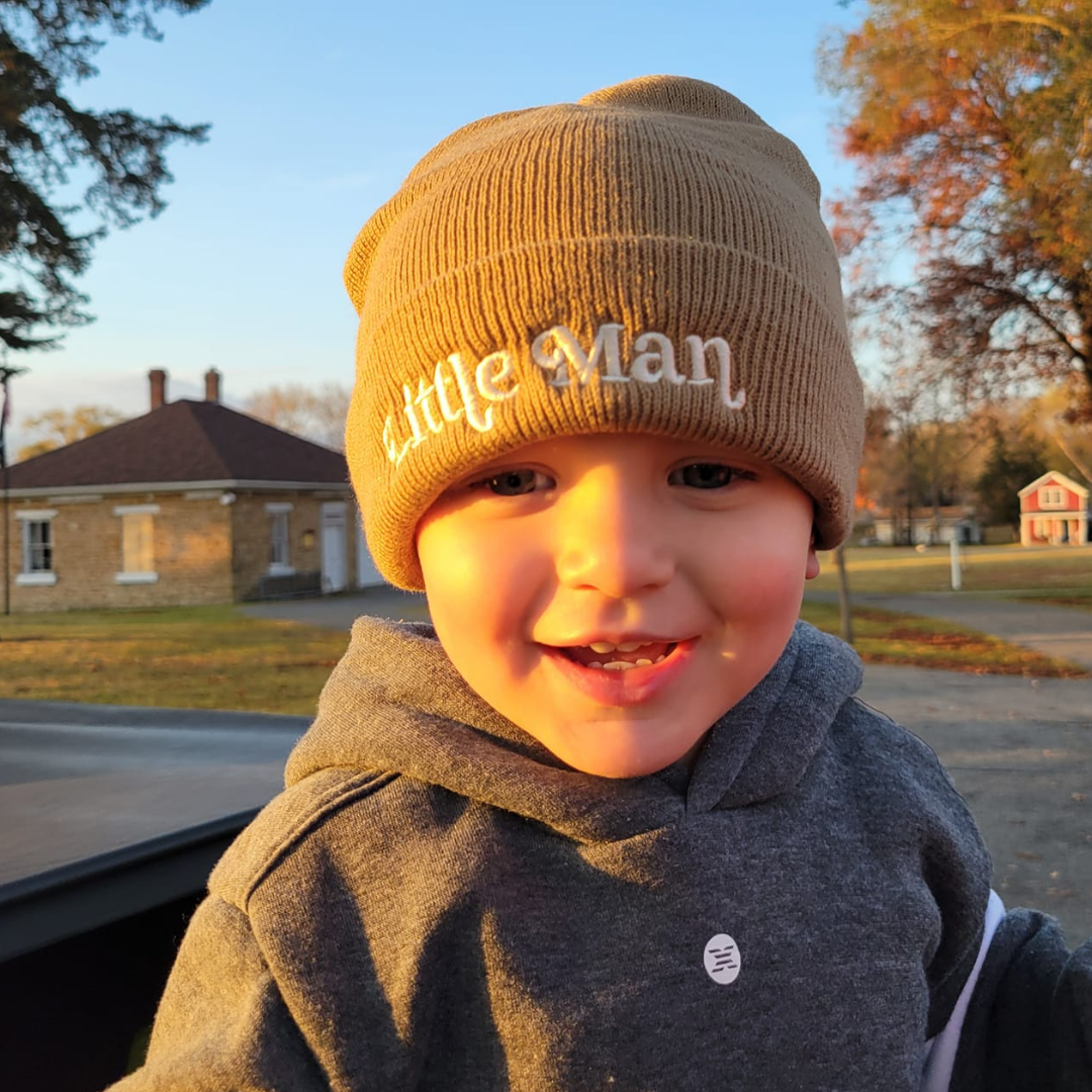 Matching Knit Hats- Little Man-Tan
