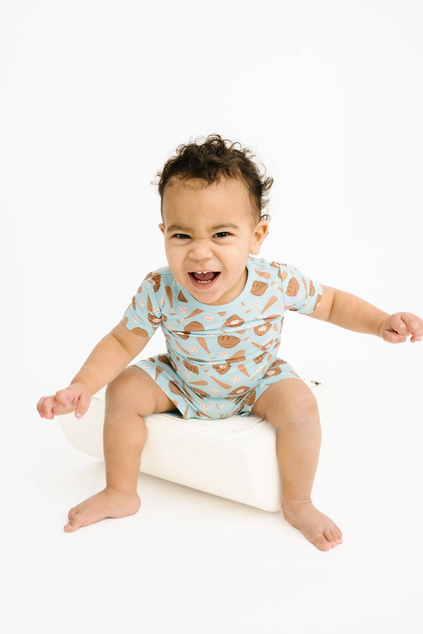 Home Run Blue Bamboo Shorts Set