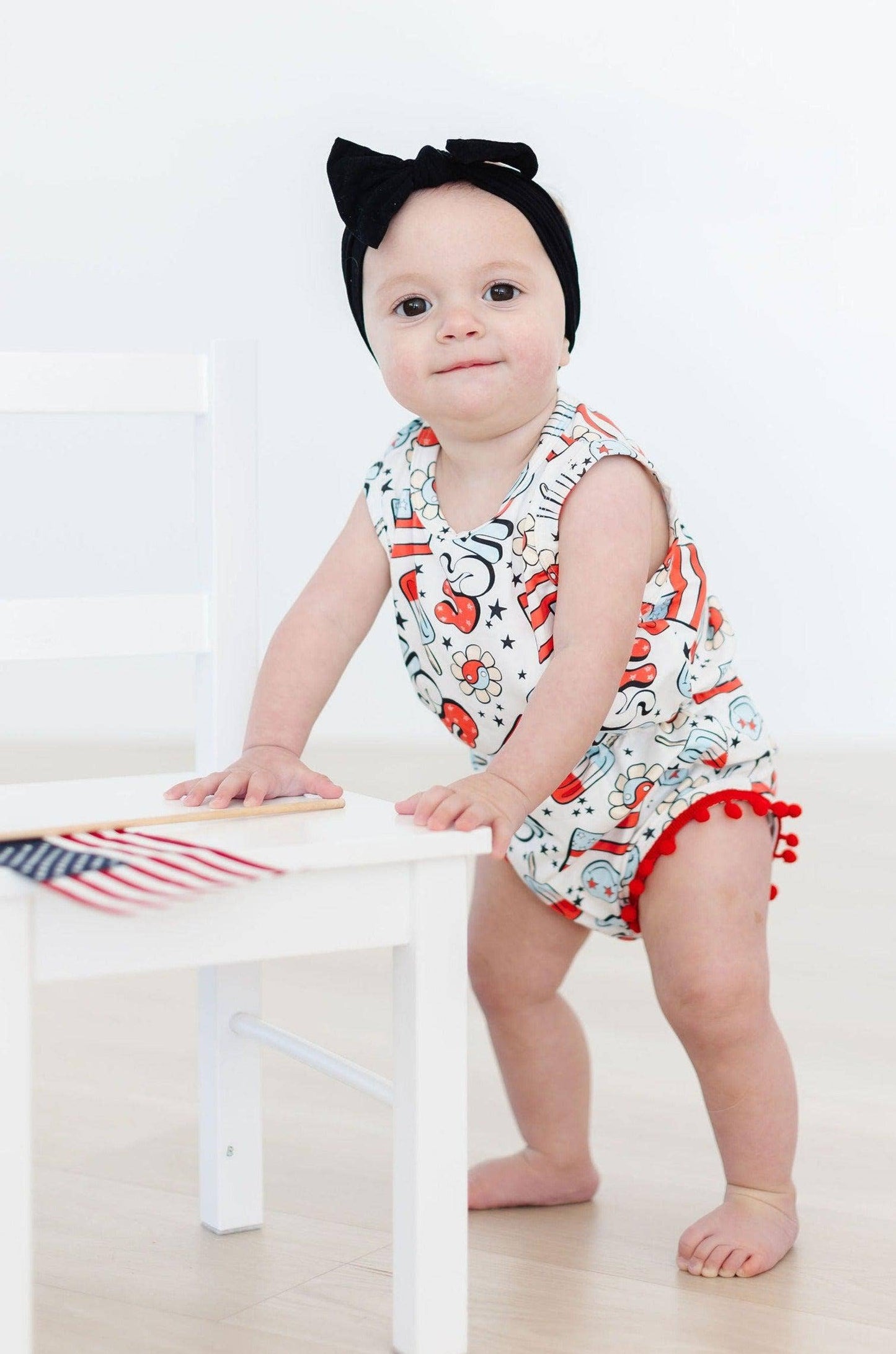 Star Spangled Cutie Pom Pom Romper