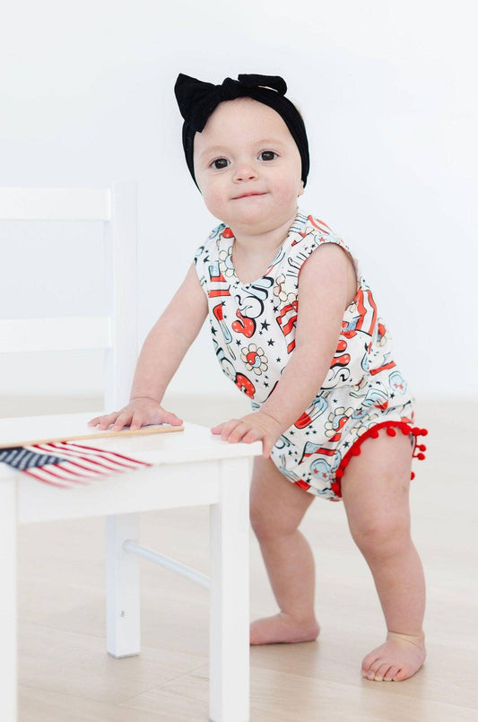 Star Spangled Cutie Pom Pom Romper