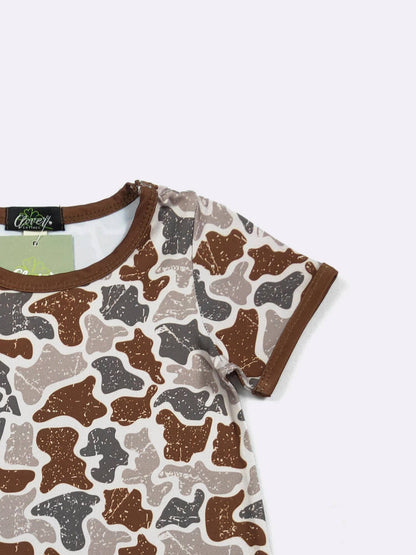 Distressed Camo Boy Romper