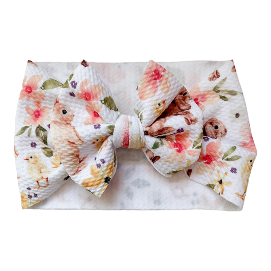 Bunny Floral Headwrap Baby Bow