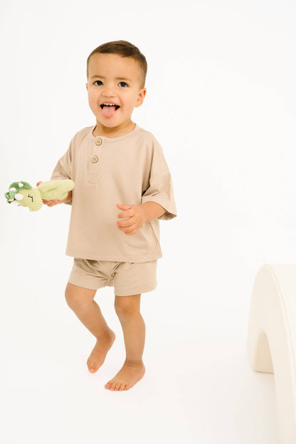 Sandstone Bamboo Button Slouchy Set