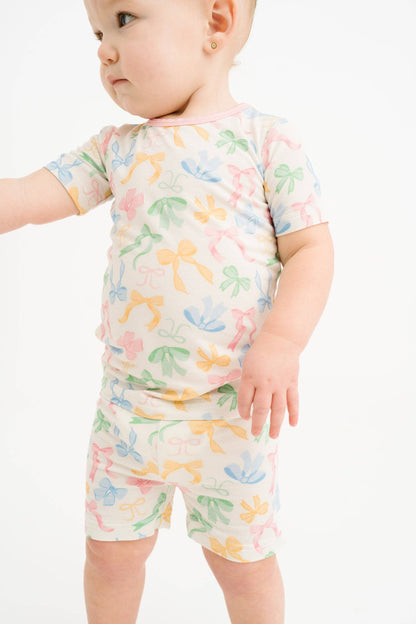 Pastel Bow Bamboo Shorts Set