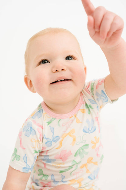 Pastel Bow Bamboo Shorts Set
